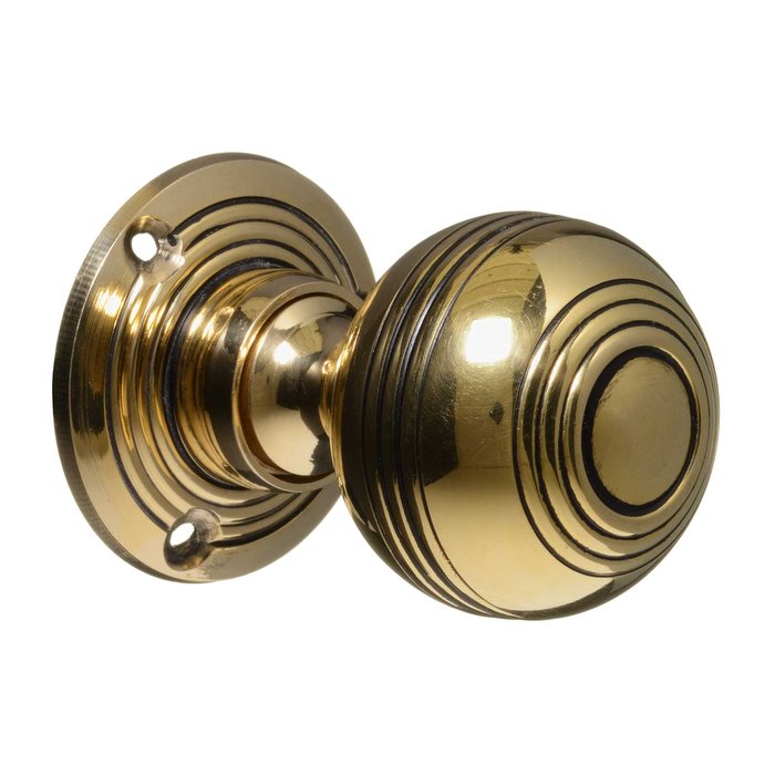 Georgian Door Knobs - Brass Reeded (pair) (VDK-9)