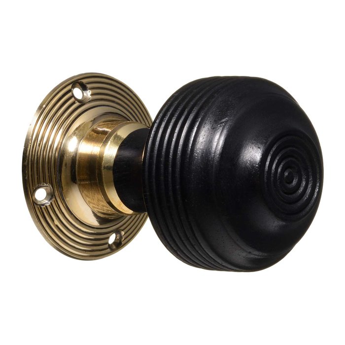 Georgian Door Knobs - Ebonised Reeded (pair) (VDK-4)