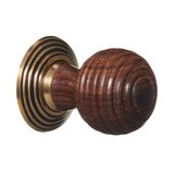 Victorian+Cupboard+Knob+%2D+Natural+Hardwood+Beehive+%2D+Brass+%28single%29 (VDK-45)