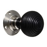 Victorian Door Knobs - Ebonised Beehive - Nickel - Pair